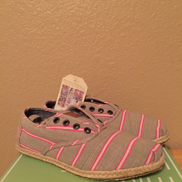 Toms Pink Washed Stripe Rope Sneakers Cordones 6.5 - Picture 4 of 4